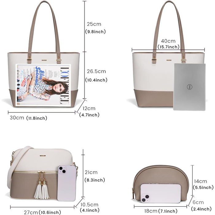 LOVEVOOK Сумка-шопер для жінок, велика сумка на плече, шкіряна сумка LOVEVOOK, 3-частинний набір (C Бежевий Хакі)