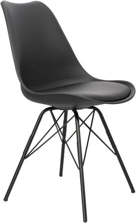 AC Design Furniture Emanuel: Комплект з 2-х обідніх стільців, чорний, PU/Метал, 48,5 x 85,5 x 54 см