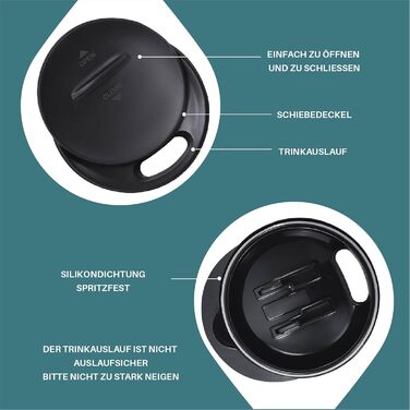 Кружка для кави та чаю Ideus 470 мл з подвійними стінками, нержавіюча сталь, з нековзним ручним тримачем та кришкою-висувним модулем (Трав'яний зелений)