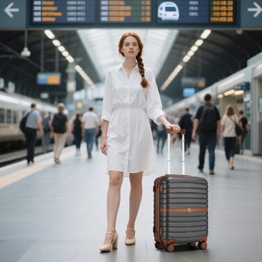 Валіза KONO, середнього розміру, 66 см, ABS+PC, з коліщатами та кодовим замком (темно-зелений/коричневий)