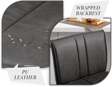 Набір з 2 барних стільців Chairus з PU шкірою, без підлокітників, для кухні, вітальні, острівця (зелений, сірий)