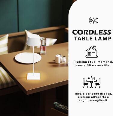 LED настільна лампа Palmina 842 з димуванням, акумулятор 4400mAh, IP54, для дому та саду, 1 шт. (білий)