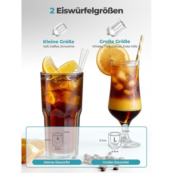 Льодогенератор Fohere портативний самоочисний, 14 кг/24 год, 2 розміри льоду, компактний, чорний - для дому, бару, офісу, кемпінгу