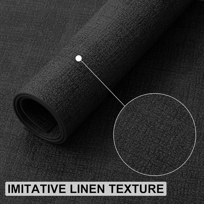 Набір з 6 місць для сервірування столу з штучної шкіри, термостійкі, водонепроникні, легко миються (чорні, 43 x 30 см)