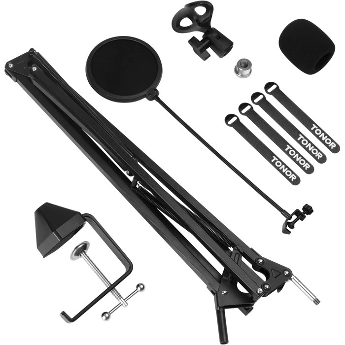 Стійка для мікрофона TONOR з кріпленням-держателем, поп-фільтром та адаптером 3/8