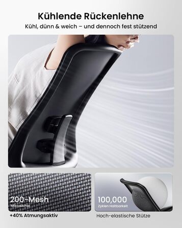 Офісний стілець ProtoArc Flexer Pro чорний з регулюванням глибини сидіння та дихаючою спинкою