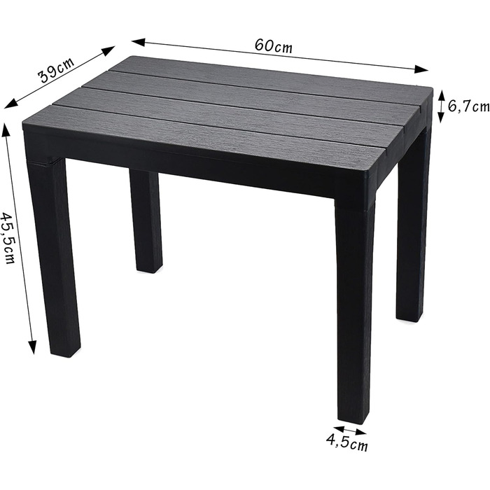 Обмін меблями Садовий стіл Кемпінговий стіл Балкон і приставний столик - атмосферостійкий пластик Антрацит