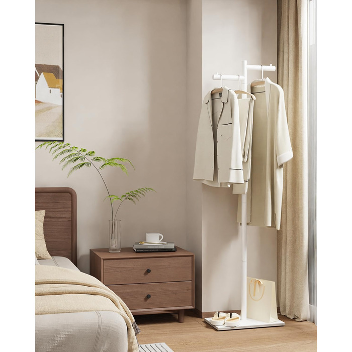 Підлогова вішалка для одягу Metall, стійка вішалка для курток, 175 см, білий колір, 39x26x175 см