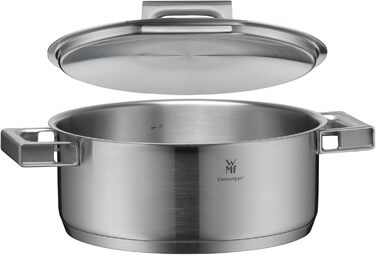 Каструля WMF Ultimate Cool 24 см з нержавіючої сталі Cromargan з індукційним дном, 4.1л, з кришкою з нержавіючої сталі, з внутрішньою шкалою, з терморегульованими ручками, придатна для миття в посудомийній машині