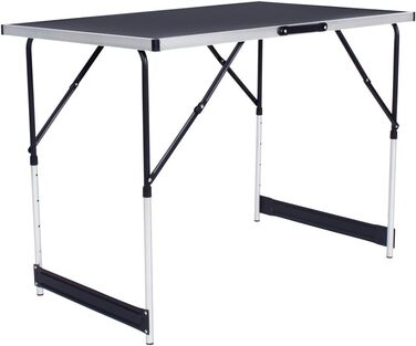 Стіл для шпалер TecTake Alu 3 шт. и, багатофункціональний стіл, багатофункціональний стіл, кемпінговий стіл, 100 х 60 см, стіл для вечірок, стіл для блошиного ринку, робочий стіл складний, регульований по висоті, плити МДФ - чорний