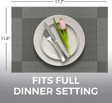 Набори серветок на стіл More Décor, 4 шт., сірий сріблястий колір, PVC-вініл, миючі, термостійкі, для кухні та їдальні