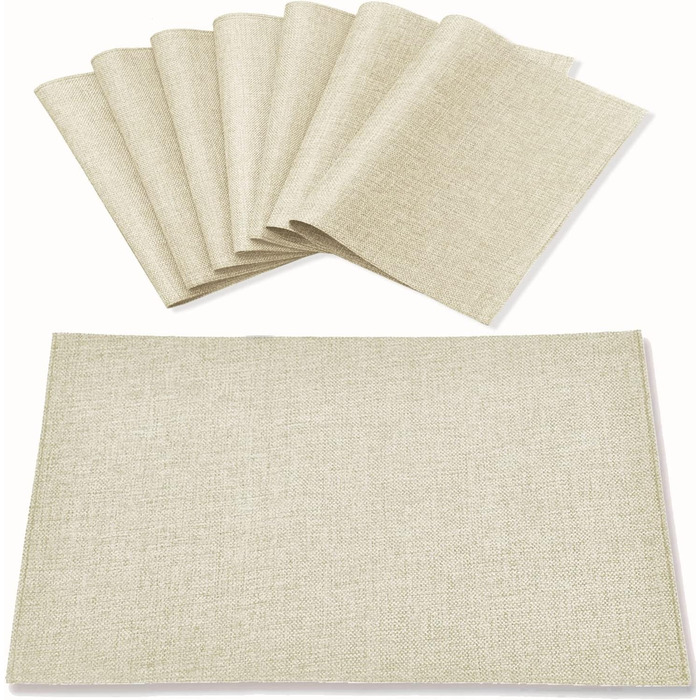 Тканинні серветки на стіл Rinpon, 8 шт., льон, для кухні, машинного прання, стійкі до тепла, без складок, товстий поліестер, бежеві