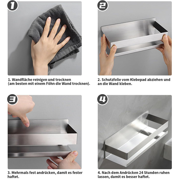 Підставка для душу без свердління - 2 шт. органайзер для ванної кімнати з нержавіючої сталі, полиця для душу без свердління, тримач для шампуню (2 шт., сріблястий)