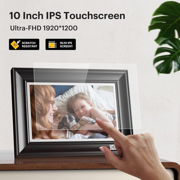 Цифровий фотоальбом Kodak 10 дюймів WiFi, 32GB, IPS HD сенсорний екран, авто-поворот, чорний