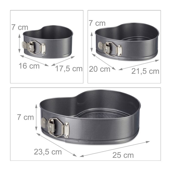 Набір форм для випікання сердечками Relaxdays (3 шт.)