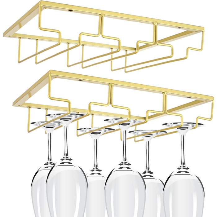 Тримач для келихів вина GBCHOOSE (2 шт.), золото, під шафу, для барів та кухні