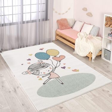 Килим Міський дитячий килимок - Girls Balloon Round Cream Multi, Modern (80x150 см)