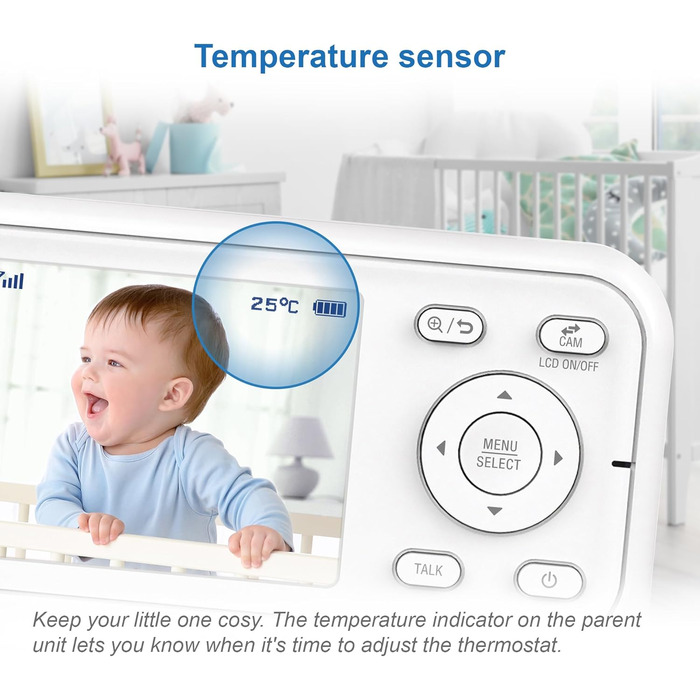 Відеоняня VTech VM3250 з LCD-екраном 7,1 см, нічним баченням, датчиком температури та радіусом дії 300 м