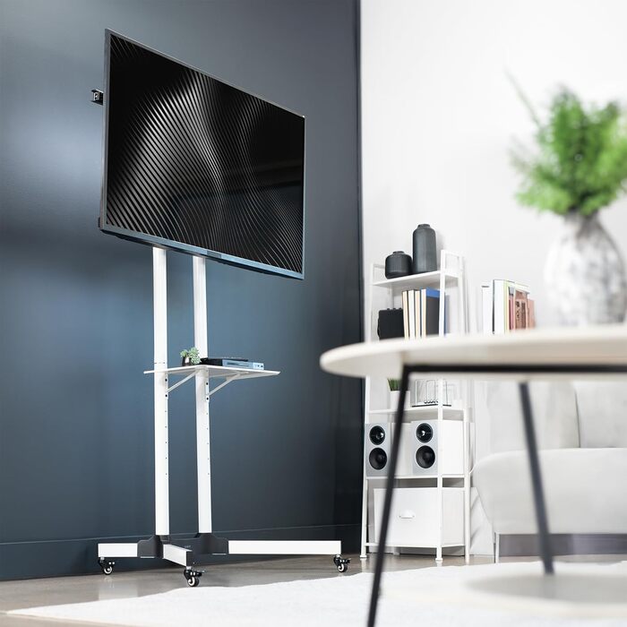 ТВ-візок VIVO Mobiler для телевізорів 32-83 дюймів (до 50 кг), LCD LED OLED 4K, з підставкою для ноутбука та DVD, білий STAND-TV03W