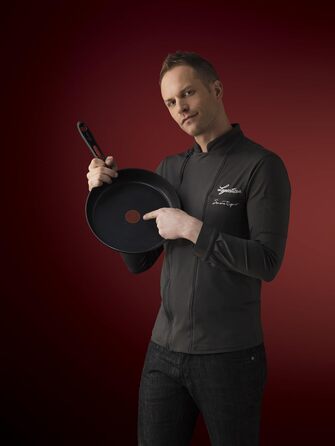 Сковорода Lagostina Red Line з антипригарним покриттям, Ø 26 см, для індукційних плит, газу та духовки, з термоіндикатором, нержавіюча сталь та алюміній, з антиковзним силіконовим ручками