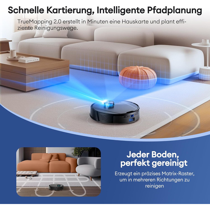 Робот-пилосос Ultenic T20 Pro з функцією миття, 8000 Па, док-станція 3,5 л, для шерсті тварин та килимових покриттів, AI-лазерне уникнення перешкод, керування через додаток