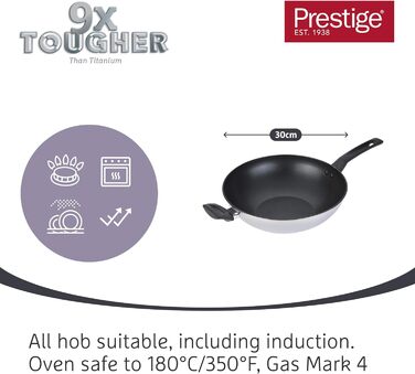 Сковорідки з нержавіючої сталі Prestige 9xT, 3 шт. , 21/25/29 см (сковорода вок, 30 см)