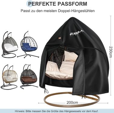 Чохол для гамака, 420D Oxford, водовідштовхуючий, з блискавкою та шнурком, захист від вітру (190x115cm, 230x200cm)