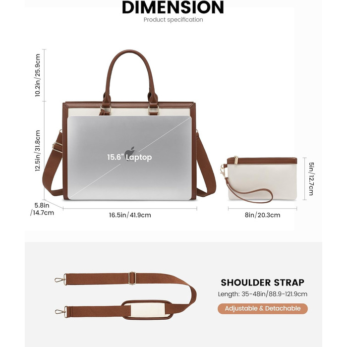 Сумка для ноутбука LOVEVOOK 15.6 дюймів, жіноча, велика, з екошкіри, для роботи, навчання, універсальна, на плечі, велика містка сумка-шопер