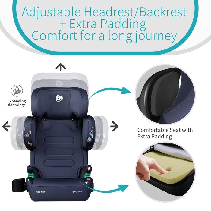 Автокрісло дитяче 15-36 кг з Isofix, i-Size, регульоване, з підстаканником, зелене