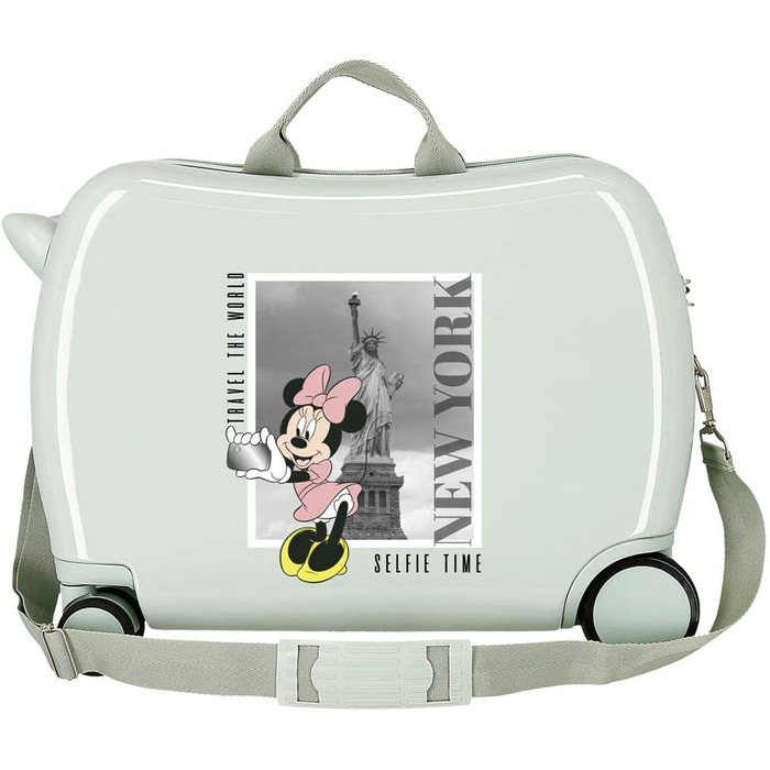 Дитяча валіза Disney Mickey and Minnie Travel The World New York Green, 50 x 39 x 20 см, жорсткий ABS, бічна комбінована застібка, 34 л, 1,8 кг, 4 колеса, ручна поклажа