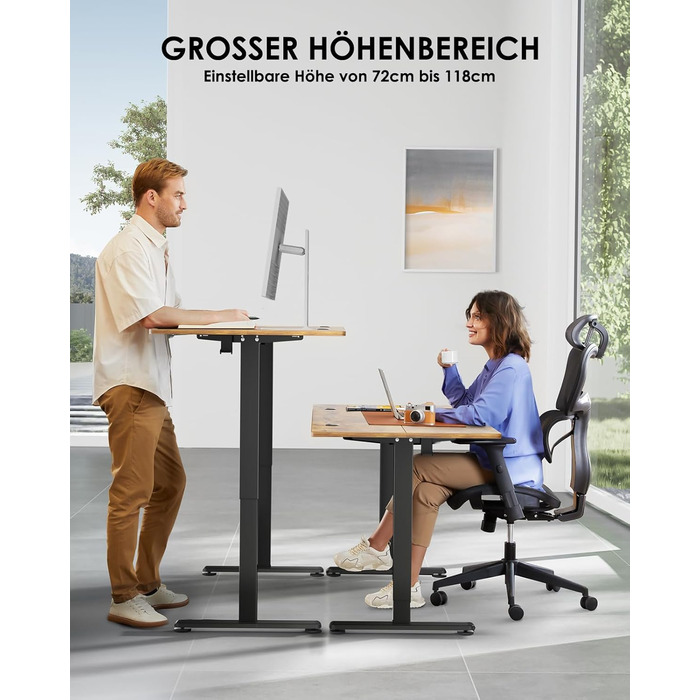 Електричний регульований стіл ErGear 140x70 см з пам'яттю, для дому та офісу, з підключенням, вінтажний, колір дерева