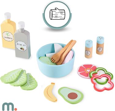 Дерев'яна кухня Мамабрум XXXL з LED-підсвічуванням та диспенсером для кубиків льоду - дитяча кухня з аксесуарами (мікрохвильова піч, посуд, столові прибори) для дітей 3+