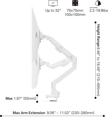 Кріплення для монітора Pixio PS1D Wave White - настільний тримач, сумісність VESA, управління кабелями