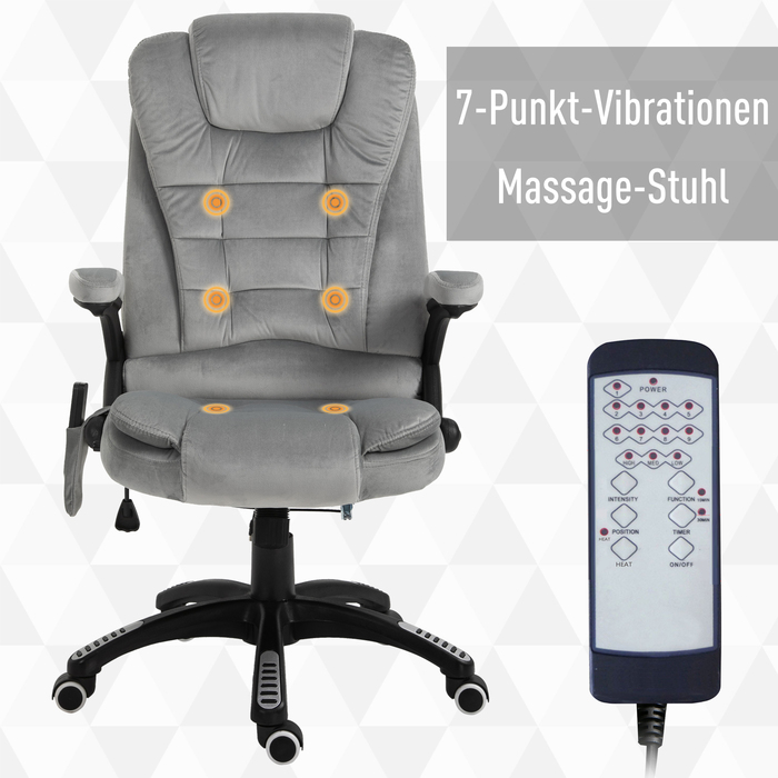 Офісне крісло Vinsetto Massage ергономічно регулюється по висоті з поліуретановими колесами сірого кольору для комфортної роботи та відпочинку