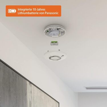 Датчик диму FireAngel ST-630 з термопровідним датчиком, бездротовий, 10 років батареї, білий, 1 шт.