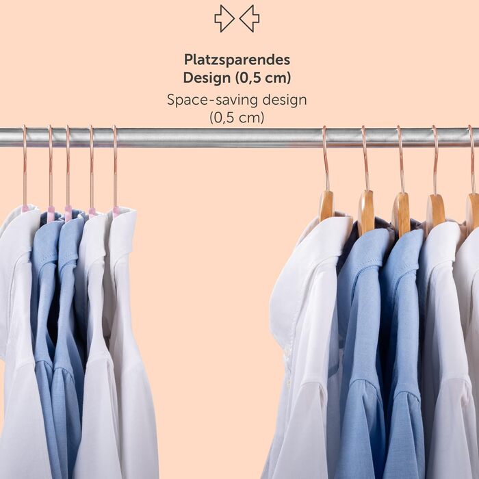 Набір вішалок для одягу Blumtal 50 шт. - обертаються на 360°, міцні, економія місця, не ковзають. Рожеві оксамитові вішалки з покриттям, 50 шт. Rosegold / Рожевий