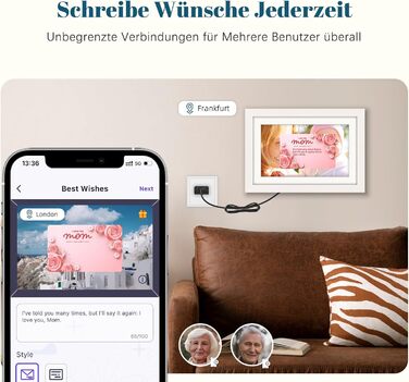 Цифровий фоторамка Eptusmey 10.1 дюймів з Wi-Fi, дуб, 32GB, IPS Touchscreen, відтворення фото/відео через Uhale APP, подарунок для чоловіків та жінок, білий