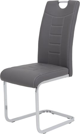 Набір кухонних стільців Hela Ruby, 4 шт., сірий, штучна шкіра, металевий каркас, 140 кг