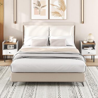 Набір приліжкових тумбочок COSTWAY з шухлядою та відкритою полицею, на ніч, для спальні, вітальні, 40,5 x 35 x 56 см, (2 шт., білий)