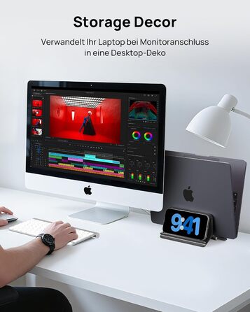 Підставка для ноутбука SODI вертикальна, автоматична, алюмінієва, чорна. Захист для MacBook Pro/Air, ноутбуків, планшетів, телефонів