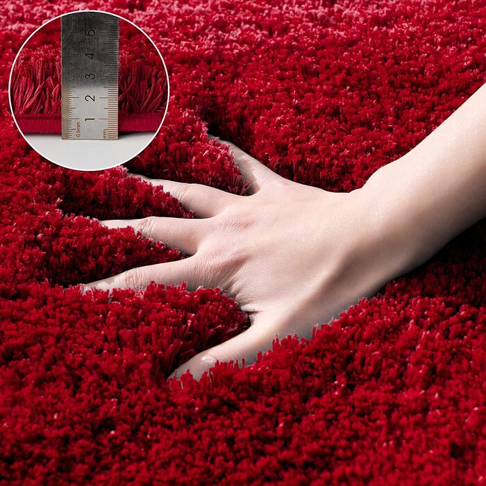 Килимок для ванної MIULEE м'який нековзний килимок для ванної килимок килимок для ванної килимок для ліжка пухнастий килим килимок для ванної килимок для душа килимок для ванної та вітальні Спальня 50x80 см (50x50 см з вирізом для унітазу, червоний)