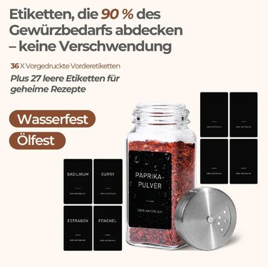 Набір банок для спецій ComSaf (24×120 мл) з мітками, дозатори, з нержавіючої сталі, органайзер