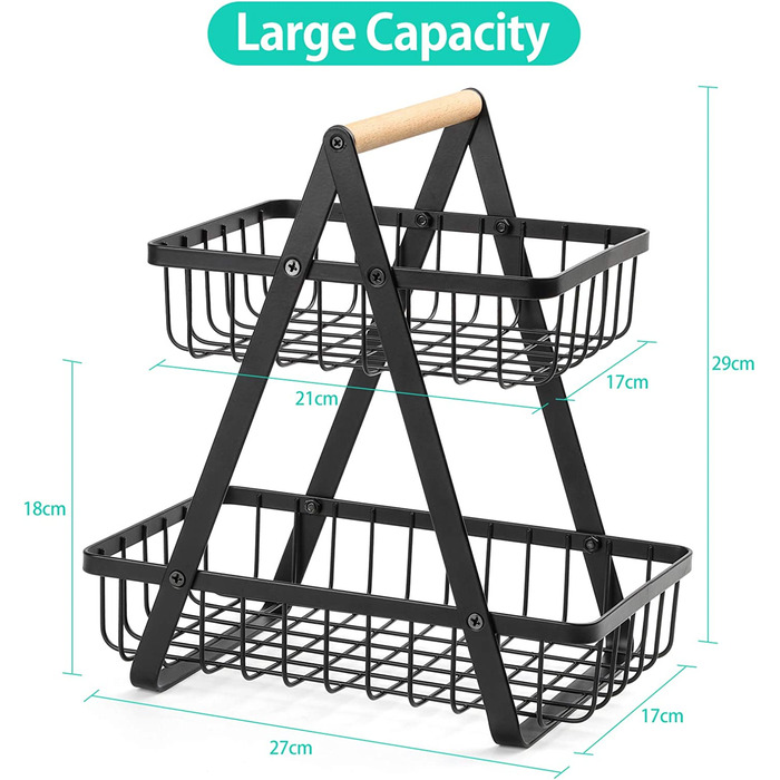 Етажерка для фруктів 2 поверхи, кошик для фруктів, підставка для фруктів, знімний тримач для фруктів, кухонна кошик для зберігання, стелаж для овочів, будь то