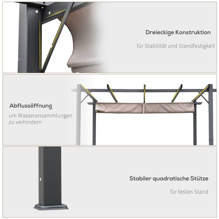 Сонячна альтанка Патіо Дах з люком Сад Alu Charcoal Grey+Coffee Brown 3x3x2.23 м | Аосом