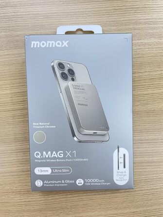 Магнітний павербанк MOMAX, швидкий зарядний пристрій 20 Вт, сумісний з Magsafe, iPhone 15-12, USB-C, 10000 мАг