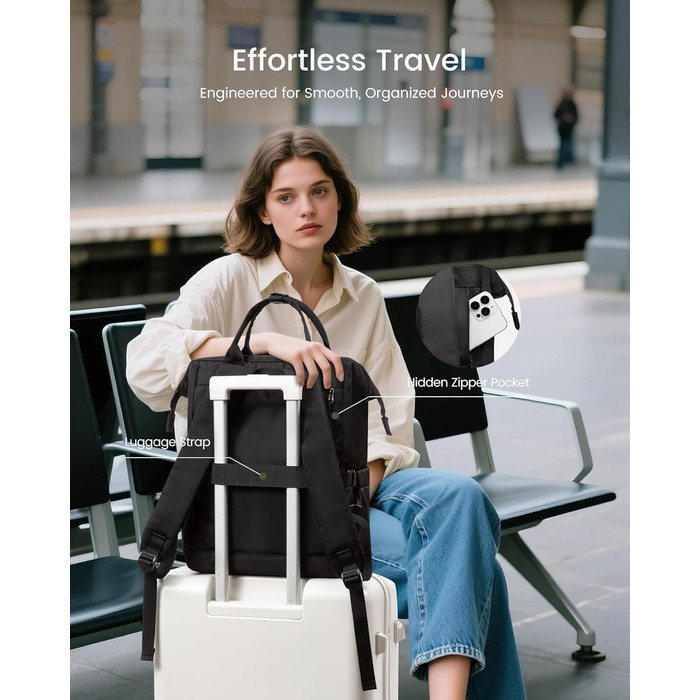 LOVEVOOK Рюкзак для жінок, 15.6 дюймів, рюкзак для школи, підліток, дівчина, велика кишеня для пляшки, велике відкриття, сумка для роботи, шкільний рюкзак, рюкзак для подорожей, універсітету, чорний