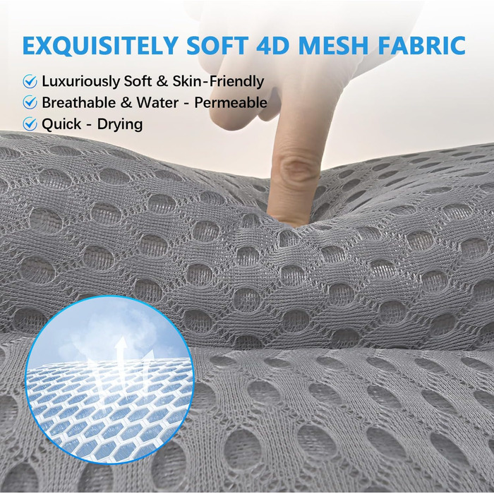 Підголовник для ванни REEZEIVI з 6 антиковзкими присосками, сірий