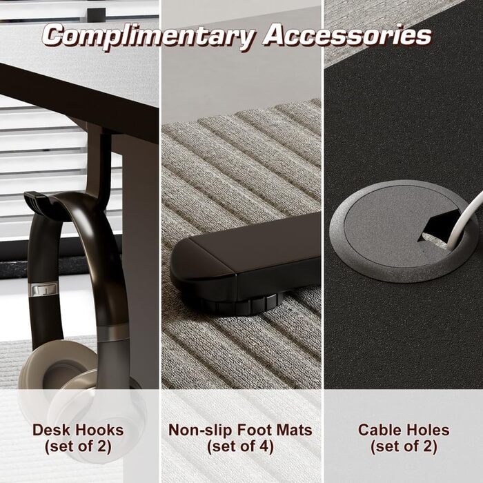 Електричний регульований стіл Airfish з USB-C зарядкою, кабелеуправлінням та 3 рівнями пам'яті (білий, чорний) 200 x 80 см