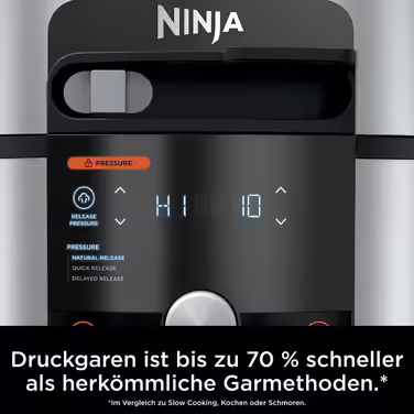 Мультиварка Ninja Foodi MAX 7,5 л 14-в-1 з розумною кришкою, скороварка, аерофритюрниця, повільноварка, термощуп, нержавіюча сталь, OL750EU