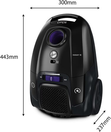 Пылесос Hoover HE2 Kompakter: Мощний пилосос з мішком для твердих підлог та килимів, фільтр EPA, 3,5 л контейнер для пилу, аксесуари, 850 Вт, радіус дії 10 м [HE2Z10A]